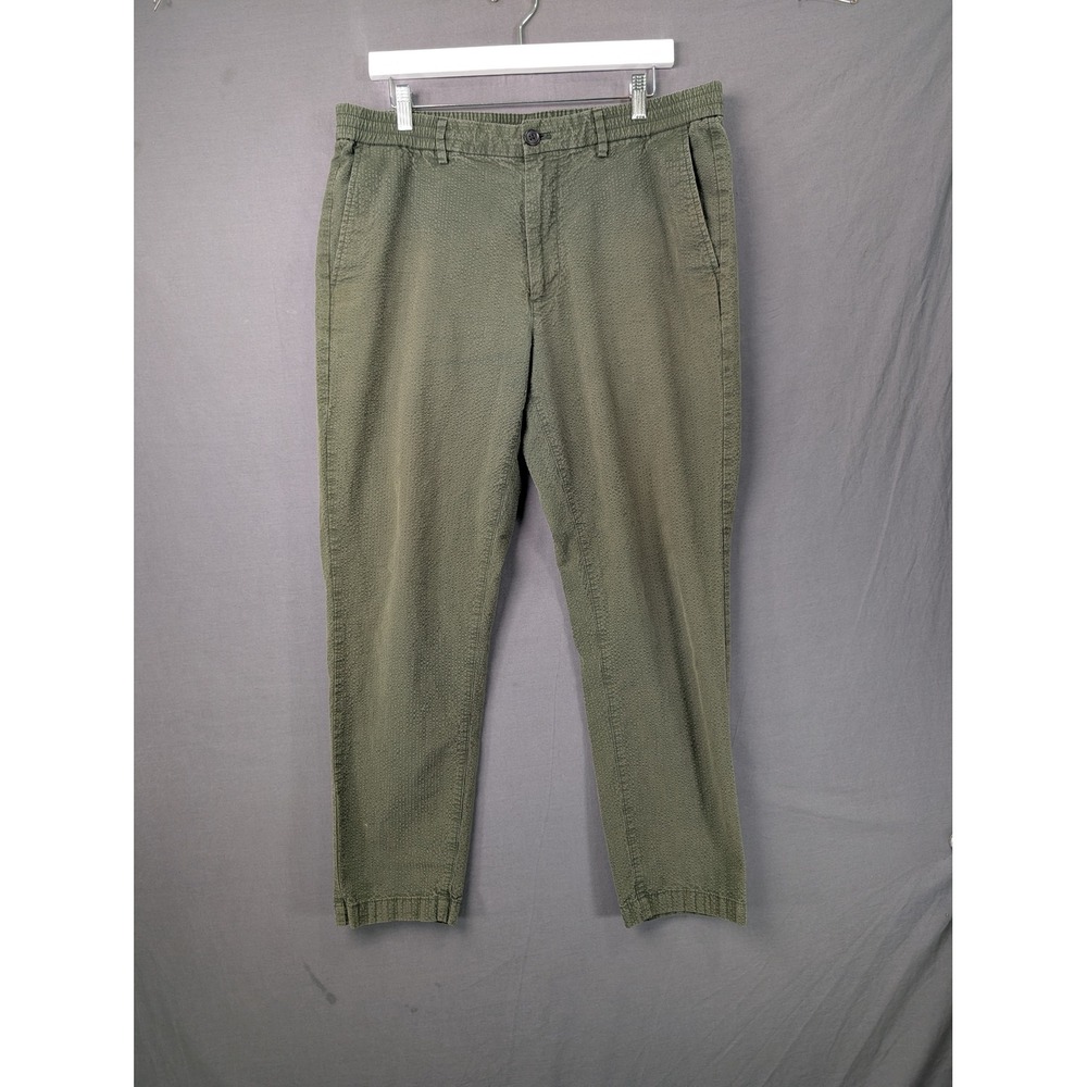 Banana Republic Athletic Fit Seersucker Chino Pants Olive Green 34x32 859125-01